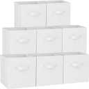 Criusia Storage Cubes - 11 Inch Heavy Duty Fabric Storage Bins for Shelves Closet Cube Organizer - 8 Pack Collapsible Cube Storage Bins Baskets for Clothes Blankets Toys - Nursery Organization (White)