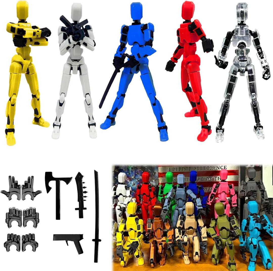 Assembly Completed Nova 13 Action Figures,Titan 13 Action Figure, 3D Printed Action Figure Set, Dummy Robot 13, Multi-Articular Action Figures for Desktop Decorations (5pcs-Assembly Completed)