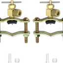 QWORK Self-Tapping Saddle Valve, Pack of 2, Copper Needle Valve with 1/4" Compression Outlet, Fit 3/8" to 1-1/4" OD Tube