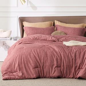 Bedsure California King Comforter Set - Pink Clay Soft Bedding for All Seasons, Cationic Dyed Bed Set, 3 Pieces, 1 California King Size Comforter (104"x96") and 2 Pillow Shams (20"x36"+2")