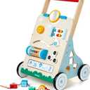 Wooden Baby Walker, 10 in 1 Baby Activity Center Walker Adjustable Wood Toddler Walker Push Walker Toy for Boys and Girls (BW001)