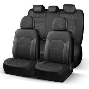 Seat Covers Air Mesh, Breathable Car Seat Covers Full Set, Airbag Compatible Car Seat Cover, Universal Automotive Protection Comfort for Most Cars, Vans, Trucks, SUVs(Full Set, Black 812)