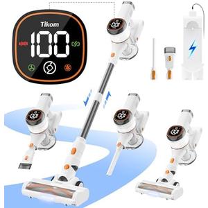 Tikom V500 Cordless Vacuum Cleaner Screen, Charging Wall Dock, Anti-Tangle, Lightweight Handheld Vacuum for Pet Hair, Hard Floor, Carpet
