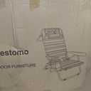 Yestomo Backpack Beach Chair for Adults, Folding Beach Chair with 4 Positions, Heavy Duty Chair with Large Cooler Pouch Support to 350LBS (Stripes_Blue&Cyan&Yellow)