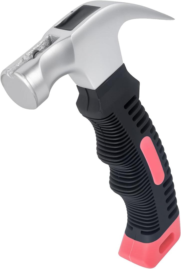 Small Claw Hammer - Mini Hammer for Women&Kids, Camping Hammer, Stubby Tack Hammer, Nail Hammer with Magnetic (Pink)