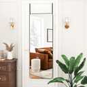 Antok Door Mirror, Full Length Mirror Over The Door, 49'' x 15'' Hanging Mirrors, Wall Mirrors, Wall Mounted/Hanging/Leaning, Home Decor, Black, Rect Comer Style
