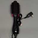 Hair Dryer Brush Blow Dryer in One, Upgraded 4 in 1 Hair Dryer and Styler Volumizer with Negative Ion Anti-frizz Ceramic Titanium Barrel Hot Air Hair Straightener Brush (Black/Pink)
