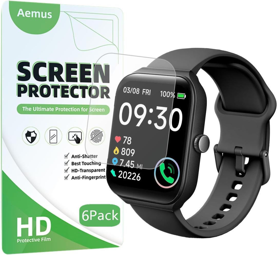 Screen Protector Compatible for TOOBUR IDW16 Smart Watch 1.95" (6 PACK) Flexible Full Coverage TPU Film Compatible for OCTANDRA SmartWatch