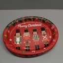 50Pcs Christmas Nutcrackers Oval Paper Plates 10" x 12" Large Heavy Duty Disposable Red Christmas Nutcracker Dessert Plates Xmas Holiday Dinner Plate for Winter Birthday Baby Shower Party Supplies