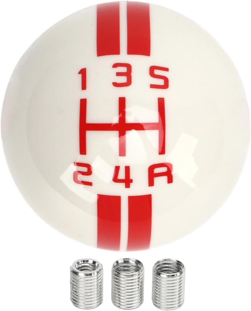 Akozon 5 Speed Gear Shift Knob for Manual Replacement Shifter Lever Stick Head Knob for from 1967 to 2018 (White Red)