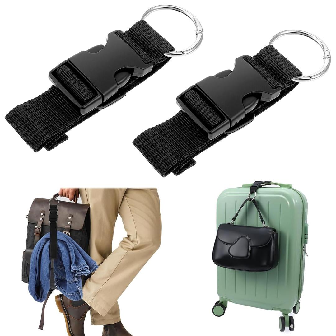 2Pcs Luggage Connector Straps Adjustable Suitcase Connector Straps, Black