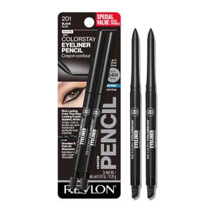 Revlon ColorStay Pencil Waterproof Eyeliner, Smudge-Proof, Eye Makeup with Built-In Sharpener, 201 Black, 1 pack
