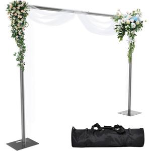 Pipe and Drape Backdrop Stand 8ftx10ft Adjustable Background Support System Heavy Duty Background Stand for Wedding Banquet Decorations Black, 8x10 FT