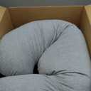 Momcozy Pregnancy Pillows for Side Sleeping, J Shaped Maternity Body Pillow for Pregnancy, Soft Pregnancy Pillow with Jersey Cover for Head Neck Belly Support, Grey