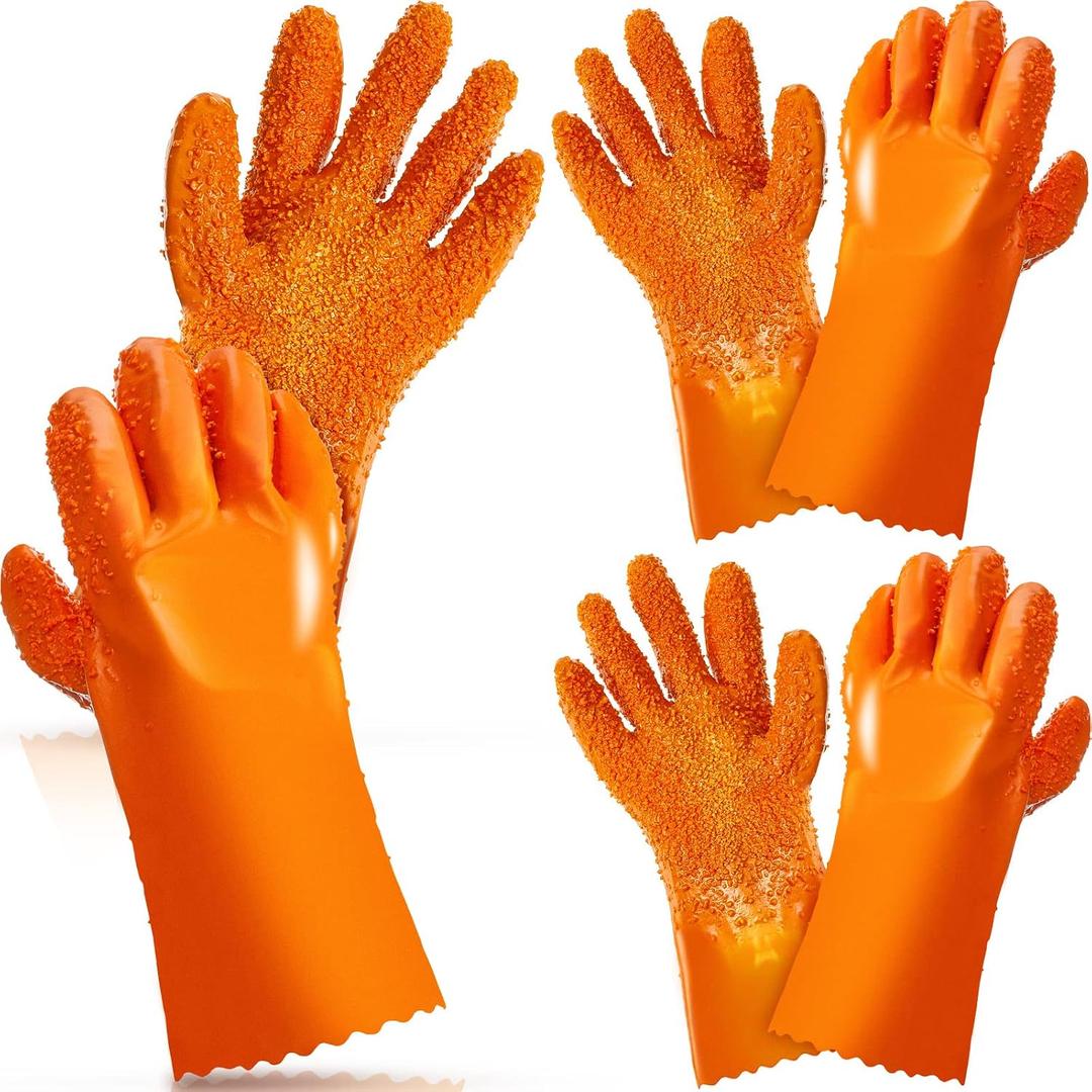 Jecery Plumbing Snake Gloves Sewer Gloves Abrasion Resistant Drain Cleaning Accessory for Men Women Plumber Tools Orange