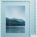 Chrspk 11x14 Wavy Picture Frame With Mat For 8x10, Wavy Edge Wooden Picture Frame with Real Glass - Wall Mount Display, Blue, 2 Pack