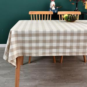 Gingham Tablecloth Rectangle Table Cloth Heavy Duty Cotton Checkered Table Cover for Spring Picnic Kitchen Dining(C-Beige, 52x52 inch)