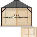 Tatuo Gazebo Universal Replacement Mosquito Netting 8 x 8 ft Outdoor Mesh Net Screen 4 Panel Sidewall Gazebo Curtains, with Zipper for Patio Canopy Porch Garden Camping (Khaki)