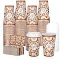 100 Sets of Barro Coffee Cup with Lid and Sleeve 12oz Coffee Mexican Paper Cup, Disposable Paper Drinking Mug for Cafe Shop Birthday Wedding Bridal Shower, Tea Party Cielito Lindo Party Supply
