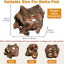 PINVNBY Betta Fish Cave Natural Wood Betta Fish Hideout for Aquarium Fish Tank Decorations Hideout Betta Fish Accessories Habitat Shelter for Crayfish Shrimp and Other Aquatic Pets