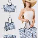 Neoprene Tote Bag for Women, Large Travel Beach Bag with Detachable Pouch, Stylish Lightweight Everyday Carryall, Medium