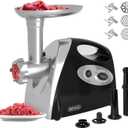 Electric Meat Grinder with Handle, Sausage Stuffer Maker, Heavy Duty Meat Mincer with 3 Stainless Steel Cutting Blades, 3 Grinding Plates, 1 Sausage Maker & Kubbe Kit for Home Kitchen Use