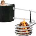 Foldable Wood-Fired Outdoor Bathtub, Non-Inflatable & Portable Pool/Bathtub 2-in-1 Bath & BBQ Family Outdoor Use (black)