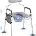 VEVOR Bedside Commode Chair, 500 lbs Capacity, 4-in-1 Portable Toilet and Raised Toilet Seat with Padded Seat & Backrest, Detachable 5L Bucket, Adjustable Height & Width Adult Potty Chair for Seniors
