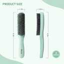 Slick Back Hair Brush, Professional Edge Control Brush, Middle Softness Boar Bristle Wooden Handle Hairbrush Smoothing Frizz & Flyaways, Natural Wood Comb for Thin and Fine Hair (Green)