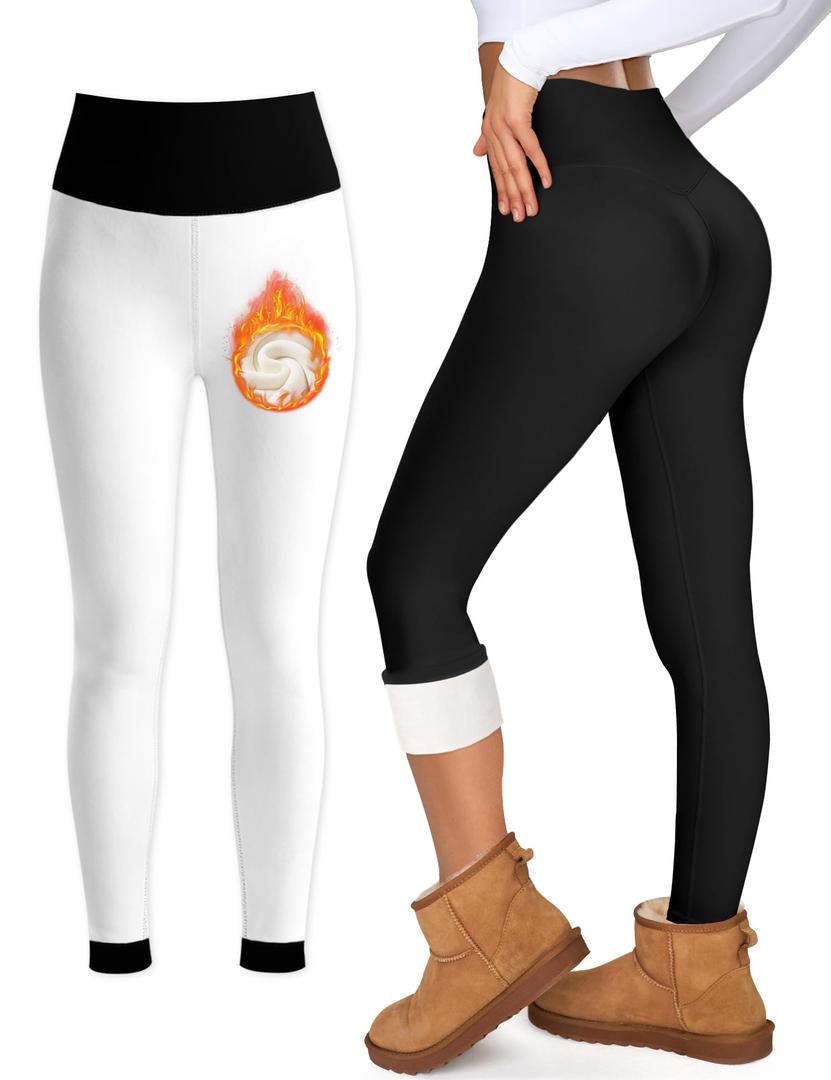 Blue Breath Fleece Lined Leggings Women-Tummy Control High Waisted Workout Thermal Warm Soft Yoga Pants (XL)