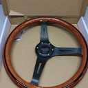 15" Classic Wood Grain Steering Wheel Black Spokes 380mm Grant Nostalgia Style Racing Mahogany Wood Steering Wheel with Horn Button