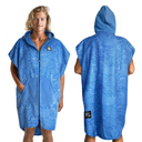 Pilotfish Surf Poncho Changing Robe Towel - Hooded, Zippered Towel Poncho for Beach, Surfing, Swimming | 2 Front Pockets, Machine Washable, (Blue Waves, M)