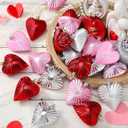 24 Pcs Large Valentines Day Heart Ornaments, 3.15 Inch Shiny Matte Heart Shape Hanging Decorations for Tree, Party, Wedding, Anniversary (Pink,Red,Silver)