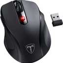 HOTWEEMS Wireless Mouse, D-09 Computer Mouse USB Cordless Mice for Laptop, Ergo Grips, Lightspeed 5-Level 2400 DPI, 16 Months Battery, Portable for PC Mac Chromebook (Black)