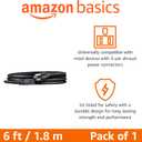 Amazon Basics PC Power Cable, 6 feet, AC Power Cord for Monitor, Computer, TV, 3 Prong, 18 AWG, 125 Volts, NEMA 5-15P to IEC320C13, UL Listed, Black