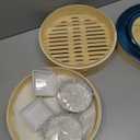 Bamboo Steamer Basket, 8 Inch, 2 Tier with Lid, Dumpling Steamer with Paper & Silicone Liners, Cutter, Sauce Dish, Chopsticks, for Asian Food