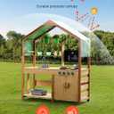 VEVOR Mud Kitchen for Kids Outdoor, Wooden Mud Kitchen Set with Canopy, Mud Kitchen for Kids Outdoor Backyard with Stoves, Planter Boxes, 2 Sink, Faucet, Blackboard, Cookware Pot, 40‘’ x 16‘’ x 50‘’