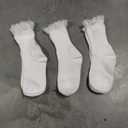 Pistha 3 Pairs Girls Ruffle Socks White Ruffled Lace Socks for Girls Toddler Frilly Dress 5-7 Y