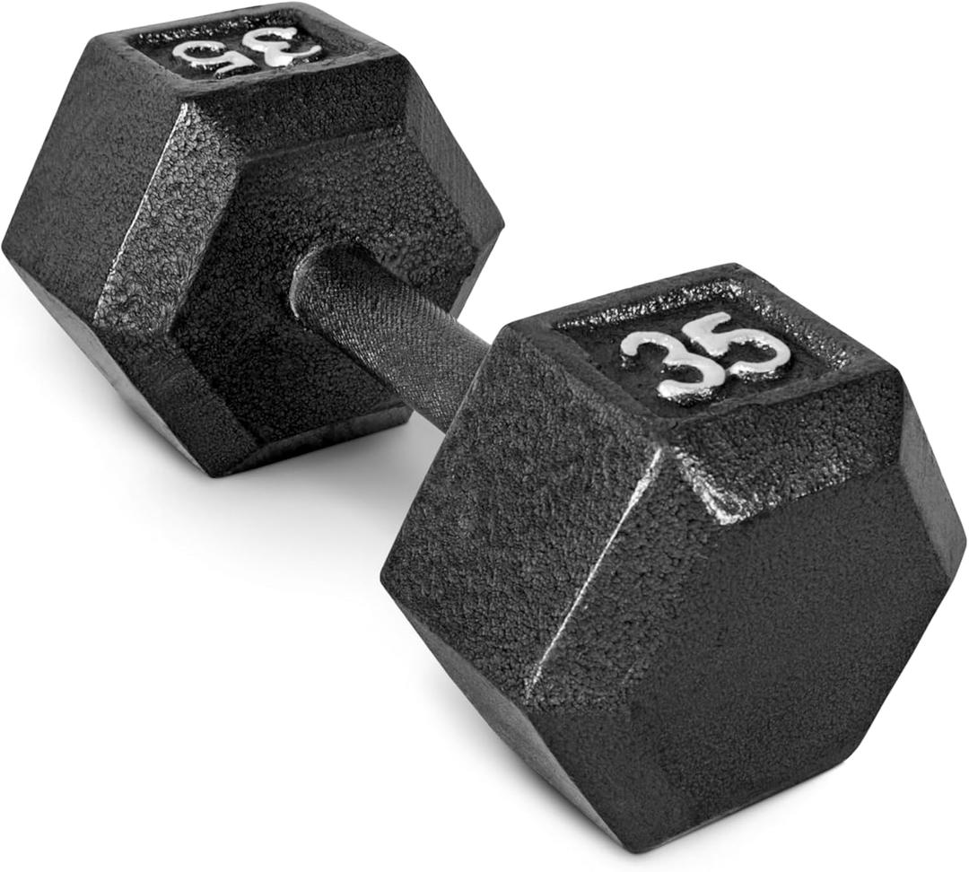 CAP Barbell Cast Iron Hex Dumbbell | Multiple Options (35 lb, Black, Single) CAP Barbell Cast Iron Hex Dumbbell | Multiple Options (35 lb, Black, Single)