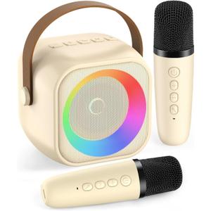Karaoke Machine for Kids, Karaoke Gifts for Girls Ages 4, 5, 6, 7, 8, 9, 10, 12 +Year Old Birthday Party, 4-12 Years Old Christmas Toys Gift for Girls (Beige)