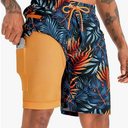 APTRO 2 in 1 Men's Swim Trunks 9" with Zipper Pockets Bathing Suit Built-in Board Shorts Swimwear Long Shorts, 2XL