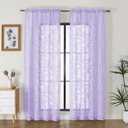 OVZME Lavender Sheer Curtains 84 inches Long 2 Panels for Living Room, Jacquard Clip Leaf Pattern Textured Light Filtering Window Semi Sheer Voile Drapes for Bedroom, Each Panel 42 x 84 Inch