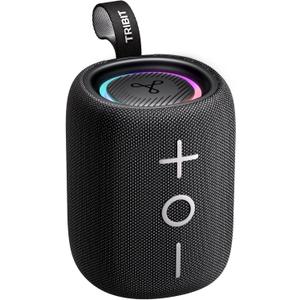 Tribit StormBox Mini+ Portable Bluetooth Speaker, 12W Wireless Speaker with 360Surround Sound, 12H Playtime, Custom EQ, BT5.4, IPX7 Waterproof, RGB Lights, Type-C, TWS, AAC/SBC, Home/Outdoor/Travel, Black