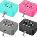 cobee 4 Pcs Small Metal Cash Box with Key Lock, Coin Cash Box Organizers Money Saving Box 4.5 x 3.7 x 2.2in Piggy Bank without Money Tray