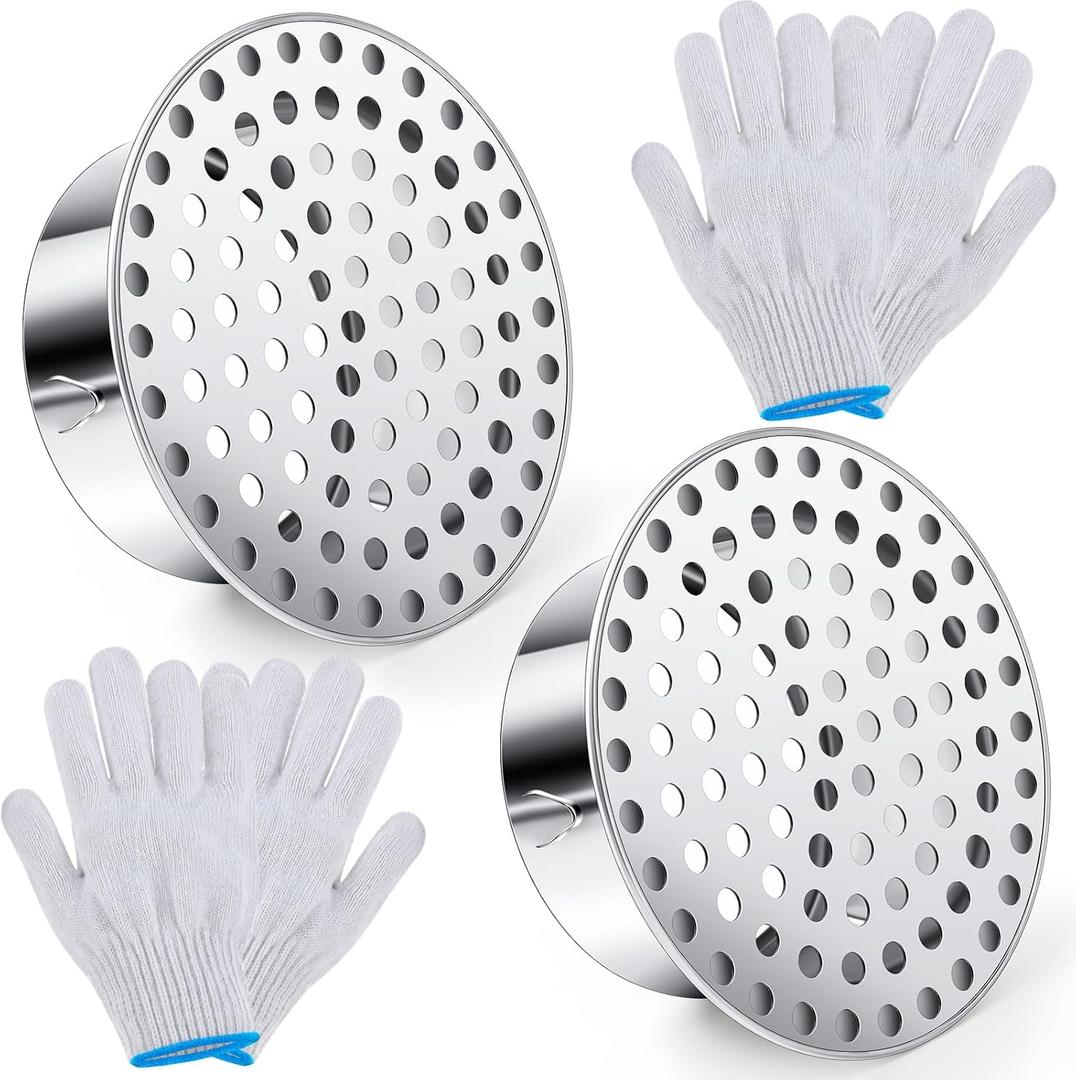 Moxweyeni 2 Pcs PVC Termination Cap for 3" Inner Diameter, Mesh Screen Vent Cover 304 Stainless Steel, for Furnace & Roof Vent Cap, Round Air Outlet Exhaust Water Drains Pipe with Gloves