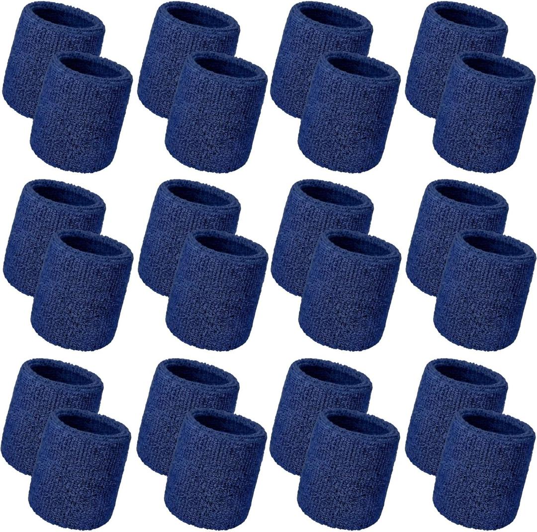 Bememo 24 Pcs Wrist Sweatbands Bulk Sports Wrist Bands for Men Women Breathable Athletic Tennis Wristbands Stretchy Absorbent Cotton Terry for Basketball, Baseball, Gym, Working Out
