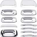 Chromed Exterior Door Handle Cover Caps & Rear Tailgate Handle Cover & Door Side Rearview Mirror Caps 12Pcs Exterior Cover Set Fit for Silverado 1999-2006 Sierra 1999-2006 Yukon 2000-2006