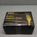 360 Count Extra Heavy Duty Gold Plastic Forks Disposable, BPA-Free, Heat Resistant, Solid and Durable Disposable Forks Bulk, Premium Plastic Forks heavy duty for Party Supply