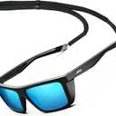 ATTCL Sports Polarized Sunglasses For Men Women Cycling Driving Fishing 100% UV Protection Sunglass (Black-black-blue/Mirrored)