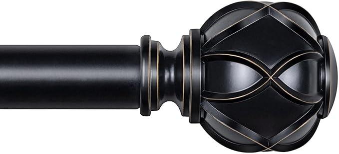 KAMANINA Curtain Rods for Windows 66-120 Inch, Long Heavy Duty Rods, Black
7/8 Inch Single Drapery Rod, 32-120" Adjustable, Decorative Netted Texture End, Easy Wall Mount for Living Room, Sliding Door